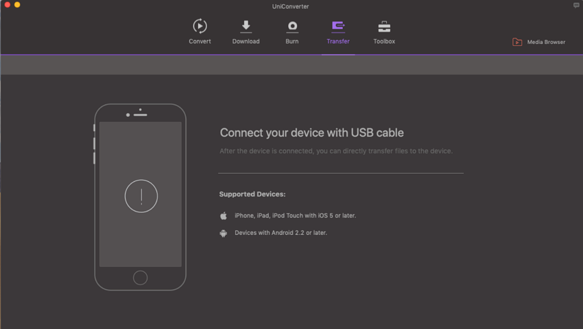 transfer to usb using UniConverter mac